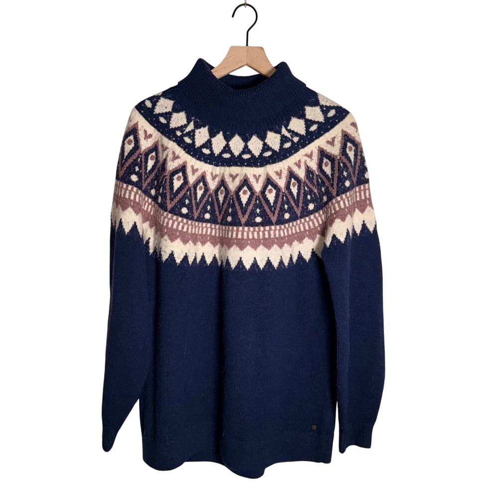 FAT FACE fair aisle wool blend Nordic heavy duty turtleneck knit sweater 12